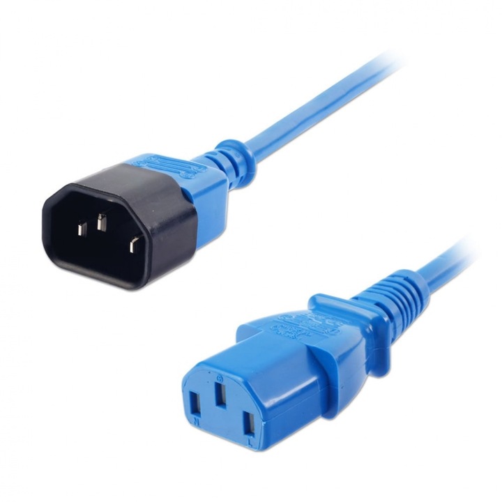 Cablu prelungitor alimentare IEC C13 - C14 1m Bleu, Lindy L30471