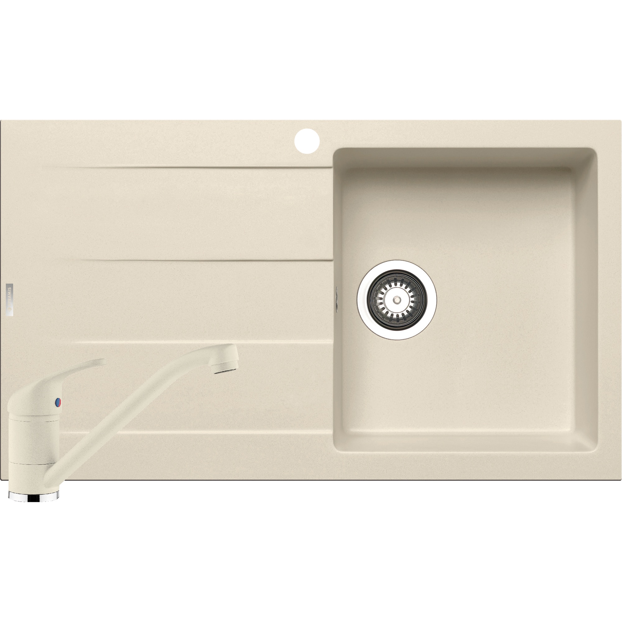 Pachet chiuveta pyragranite + Baterie Pyramis Premium Piera, 1B 1D DR, 860x500mm, adancime 190mm, Mocha