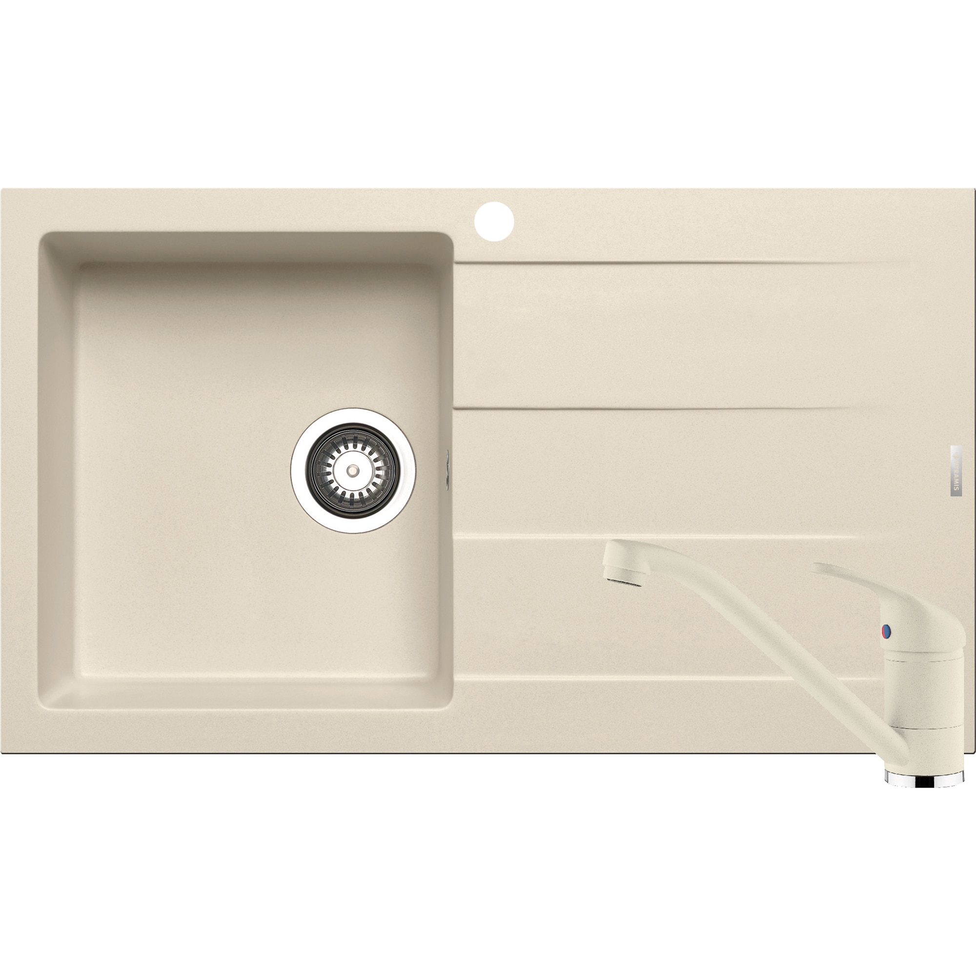 Pachet chiuveta pyragranite + Baterie Pyramis Premium Piera, 1B 1D ST, 860x500mm, adancime 190mm, Mocha