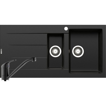 Pachet chiuveta pyragranite + Baterie Pyramis Premium Piera, 1 1/2B 1D DR, 1000x500mm, adancime 150-190mm, Carbon Pachet chiuveta pyragranite + Baterie Pyramis Premium Piera, 1 1/2B 1D DR, 1000x500mm, adancime 150-190mm, Carbon