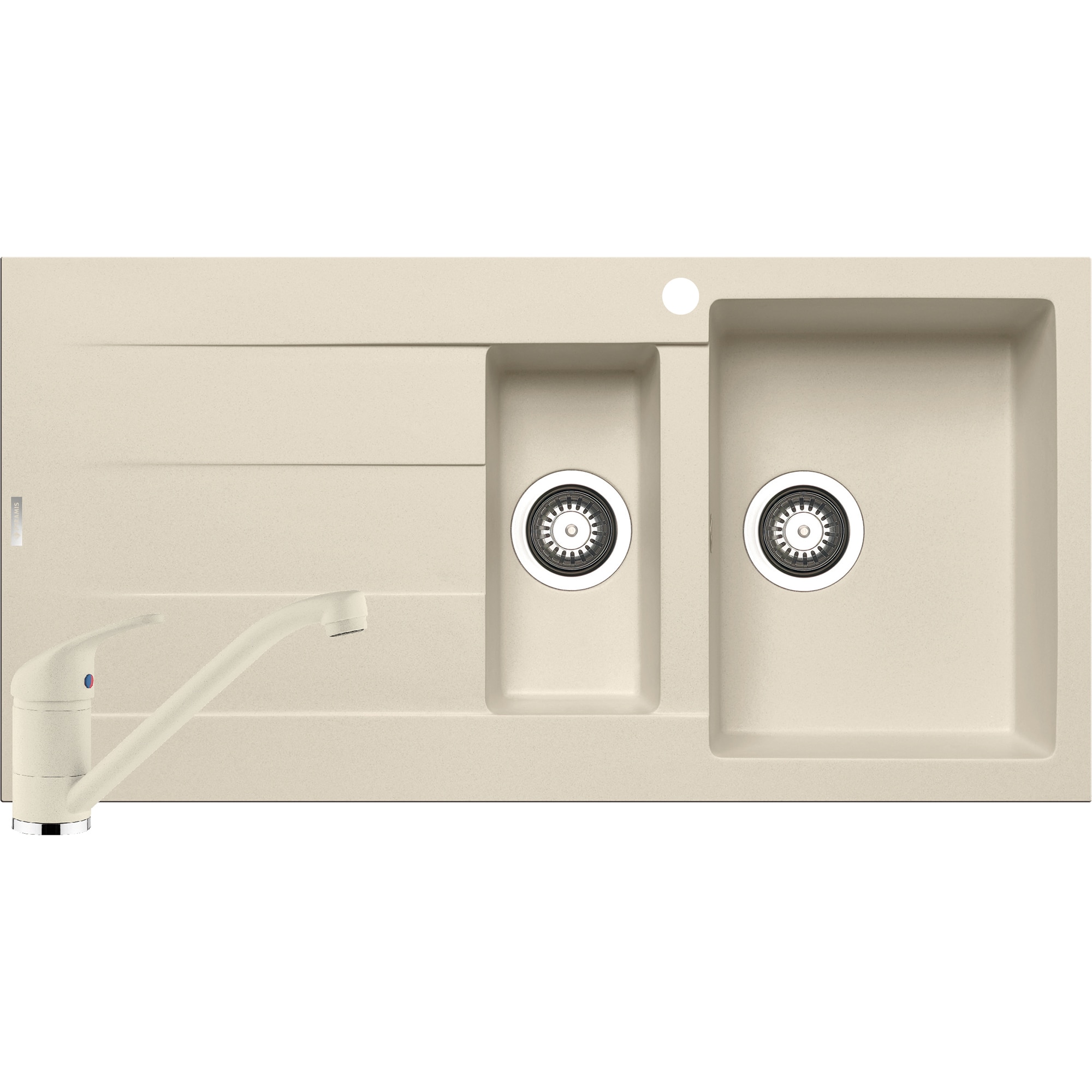 Pachet chiuveta pyragranite + Baterie Pyramis Premium Piera, 1 1/2B 1D DR, 1000x500mm, adancime 150-190mm, Mocha