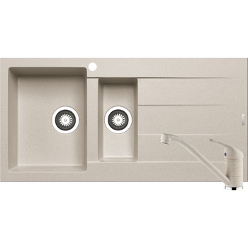 Pachet chiuveta pyragranite + Baterie Pyramis Premium Piera, 1 1/2B 1D ST, 1000x500mm, adancime 150-190mm, Beige Pachet chiuveta pyragranite + Baterie Pyramis Premium Piera, 1 1/2B 1D ST, 1000x500mm, adancime 150-190mm, Beige