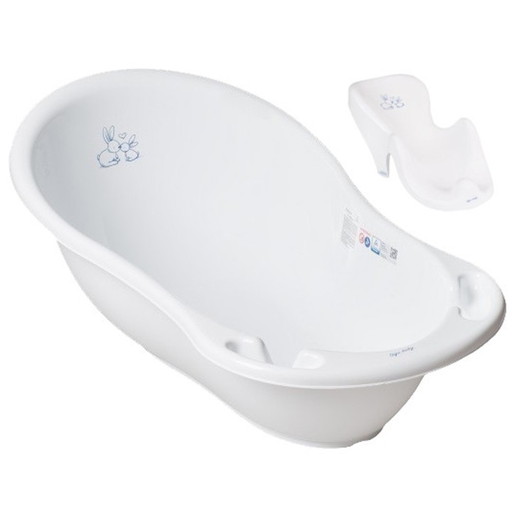 Set cadita copii Iepuras Alb 102 cm cu senzor de temperatura + suport anatomic cadita