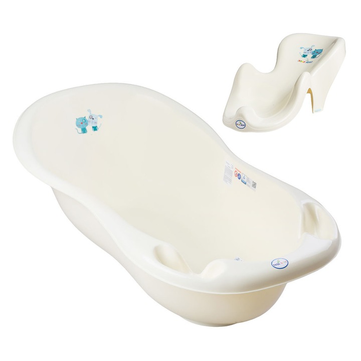 Set cadita copii Catel&Pisica Galbui 86 cm cu senzor de temperatura + suport anatomic cadita