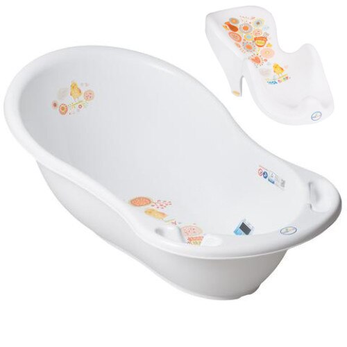 Set cadita copii Folk Alb 86 cm cu senzor de temperatura + suport anatomic cadita