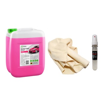 Pachet spuma auto activa profesionala Grass Active Foam Effect , 6 kg + laveta piele naturala, 40x35 cm + odorizant auto concentrat 40ml Pachet spuma auto activa profesionala Grass Active Foam Effect , 6 kg + laveta piele naturala, 40x35 cm + odorizant auto concentrat 40ml