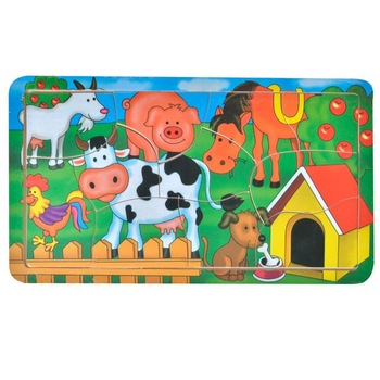Puzzle UBX Incastru lemn, 11 Piese, Animale domestice Puzzle UBX Incastru lemn, 11 Piese, Animale domestice
