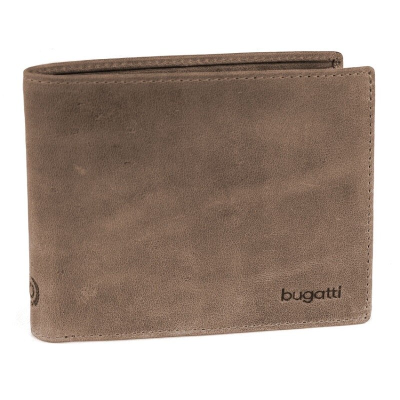 Portofel pentru barbati, Bugatti Volo 10CC, Piele naturala, 12 x 10 x 3 cm, Maro caramel
