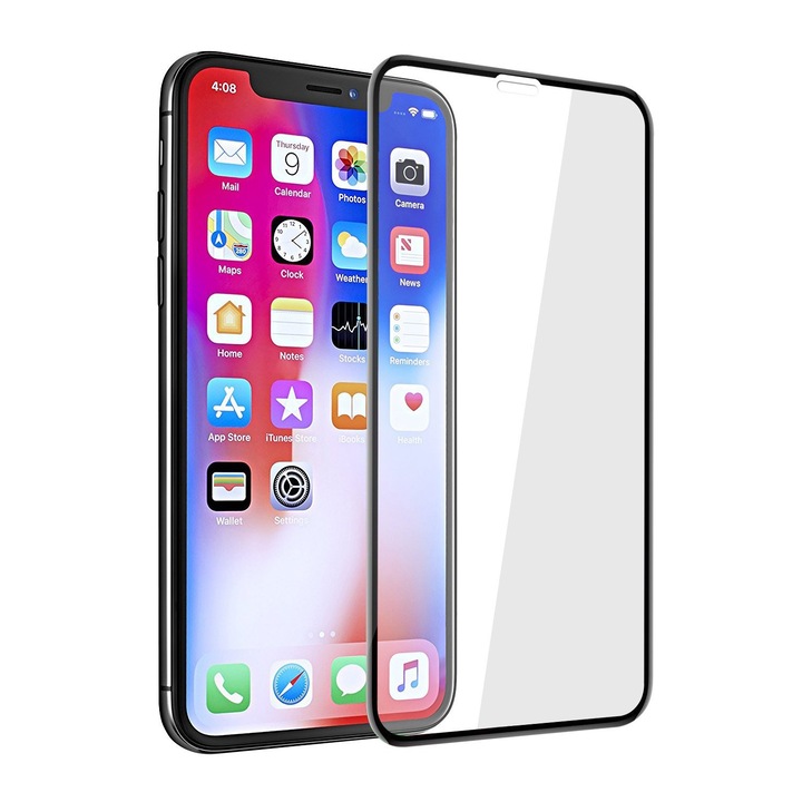 iPhone X védőfólia / kompatibilis az Apple iPhone XS 3D Black készülékkel, TELJES KÉPERNYŐ, Edzett üveg, Anti-Shock, Viceversa