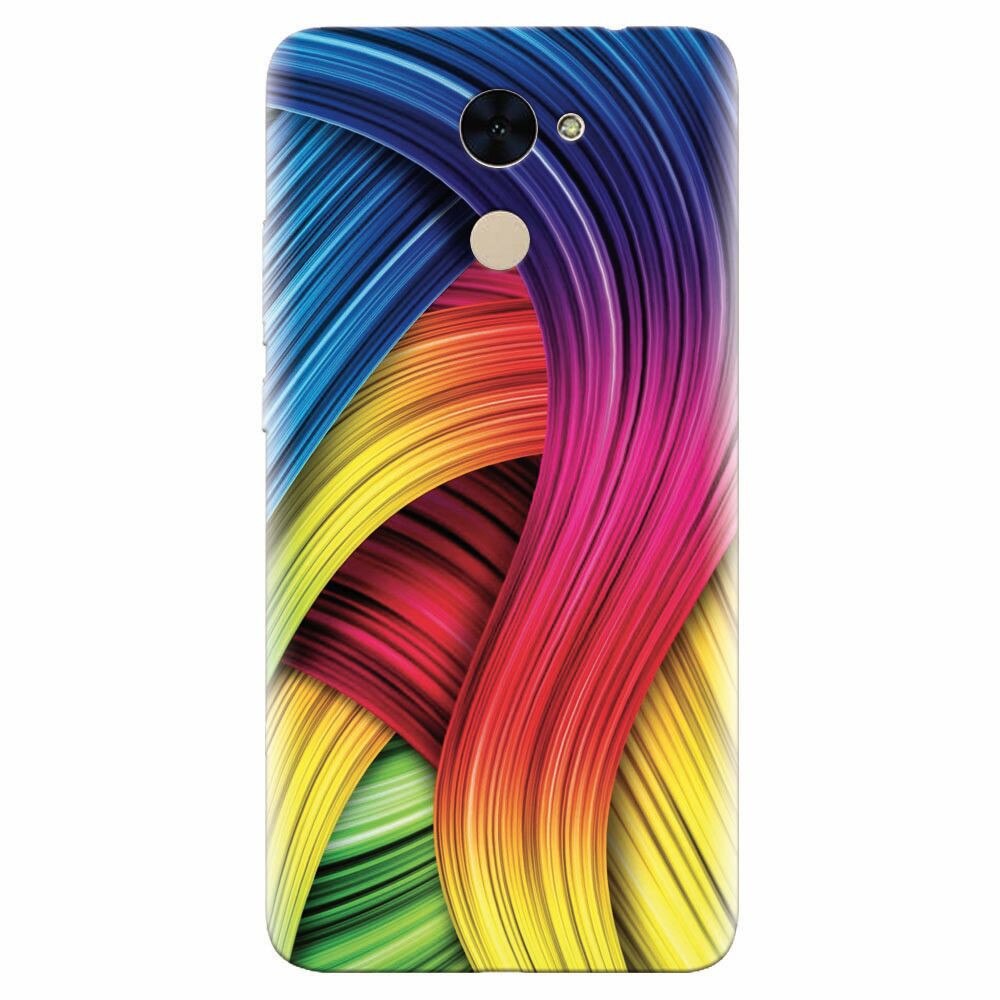Husa silicon pentru Huawei Y7 Prime 2017, Curly Colorful Rainbow Lines Illustration