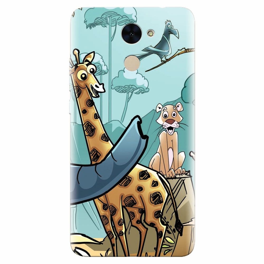 Husa silicon pentru Huawei Nova Lite Plus, Children Drawings Elephants Giraffes Lions