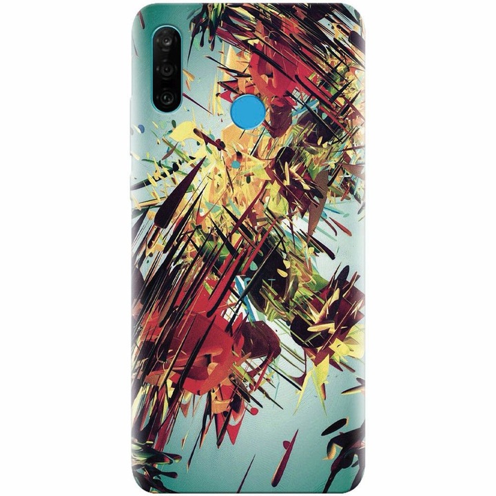 Силиконов кейс за Huawei P30 Lite, Сложна абстрактна цветна 3D рисунка