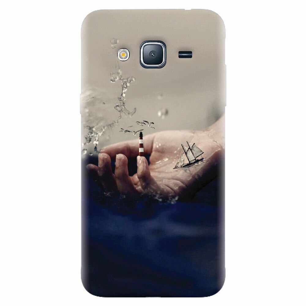 Husa silicon pentru Samsung Galaxy J7 2015, 3D Hand Ocean Render