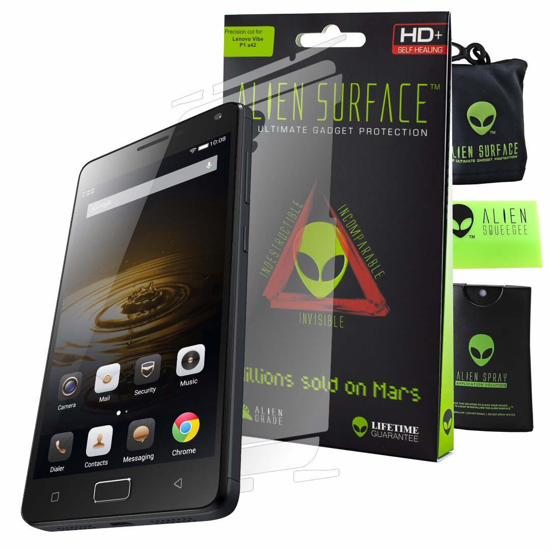 Folie Alien Surface HD, Lenovo Vibe P1 a42, protectie spate, laterale + Alien Fiber cadou