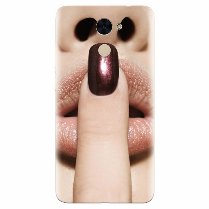 Силиконов кейс за Huawei Enjoy 7 Plus, Finger Purple Nailpolish Girl Lips