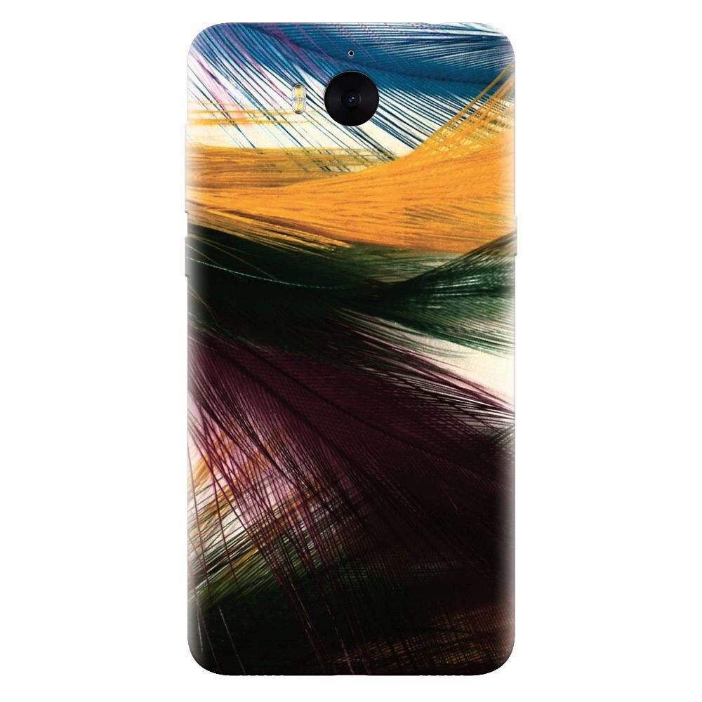 Husa silicon pentru Huawei Y6 2017, Colorful Peacock Feathers