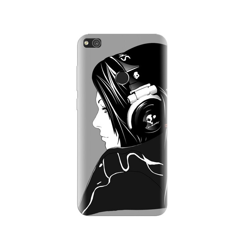 Husa Huawei P8 Lite 2017 Minimal Girl Skull Headphones Music