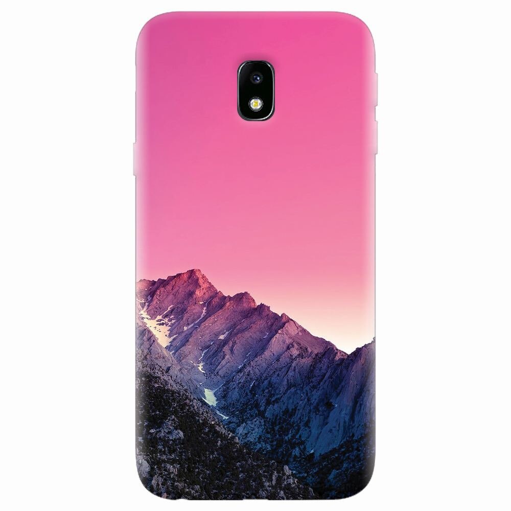 Husa silicon pentru Samsung Galaxy J7 Pro 2017, Mountain Peak Pink Gradient Effect