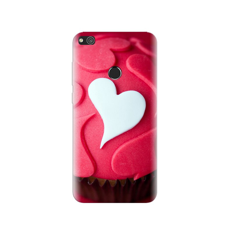 Husa Huawei P8 Lite 2017 Pink Cupcake White Heart Valentines Day
