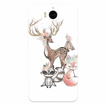 Husa silicon pentru Huawei Y6 2017, Foxs And Deer Husa silicon pentru Huawei Y6 2017, Foxs And Deer