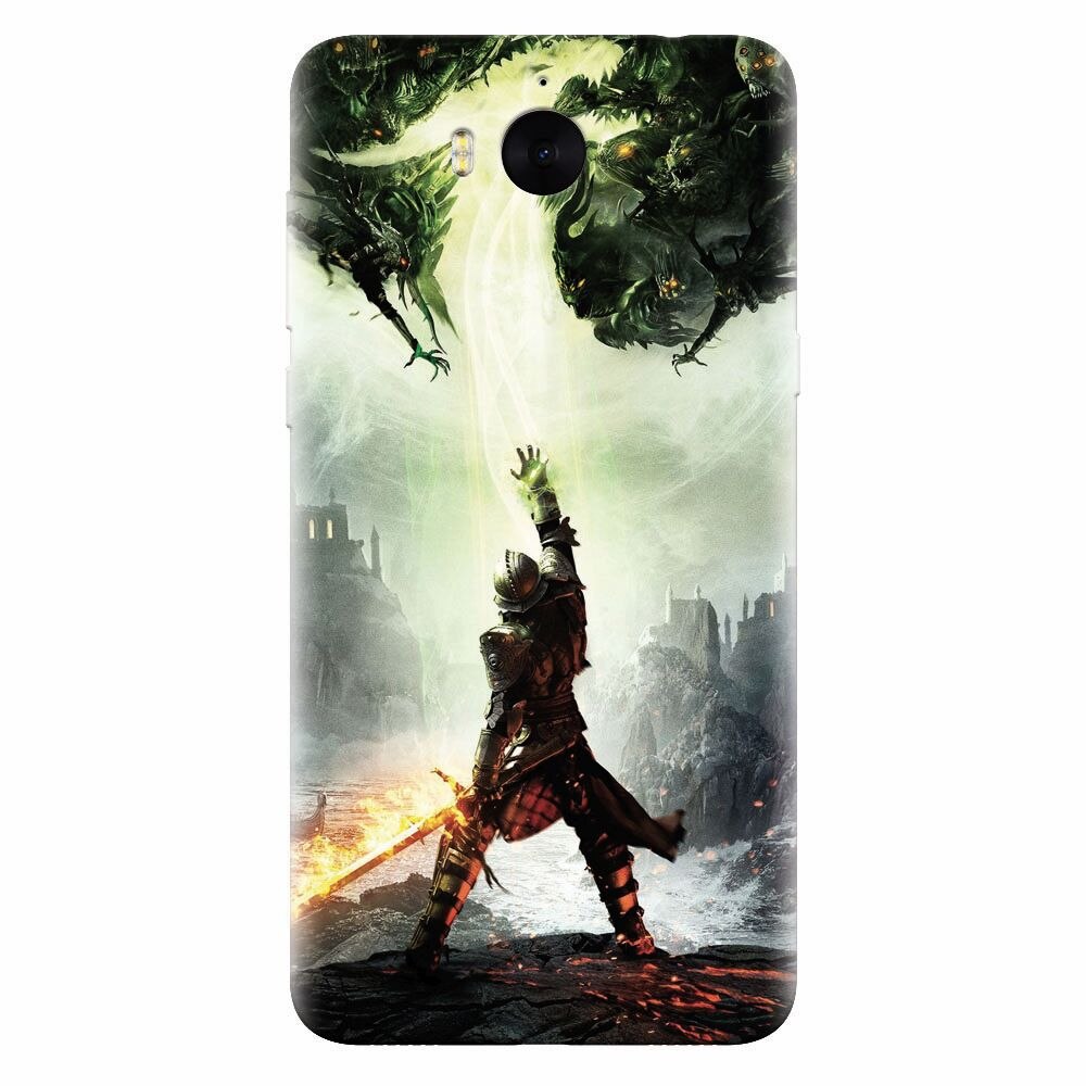 Husa silicon pentru Huawei Y6 2017, Green Dragon