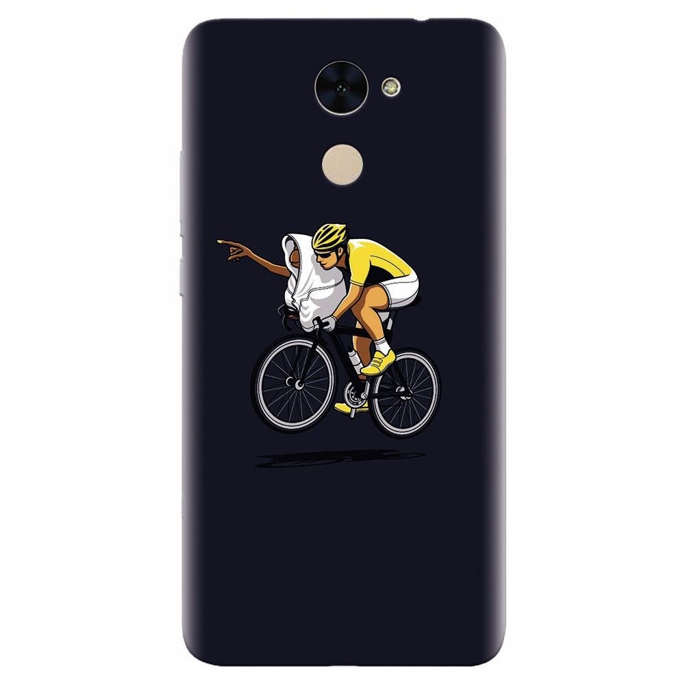 Husa silicon pentru Huawei Nova Lite Plus, ET Riding Bike Funny Illustration