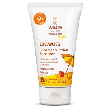 Crema de soare SPF 50 cu floare de colt pentru copii si adulti cu pielea sensibila 50 ml Weleda Crema de soare SPF 50 cu floare de colt pentru copii si adulti cu pielea sensibila 50 ml Weleda