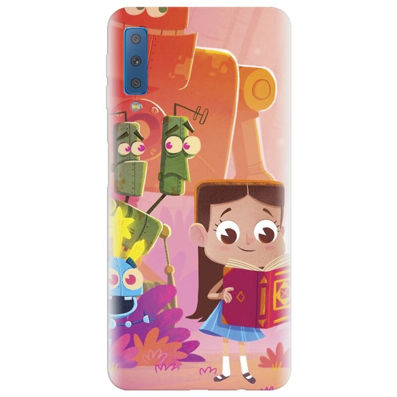 Husa silicon pentru Samsung Galaxy A7 2018, Children Kids Robots Illustration Colorful K