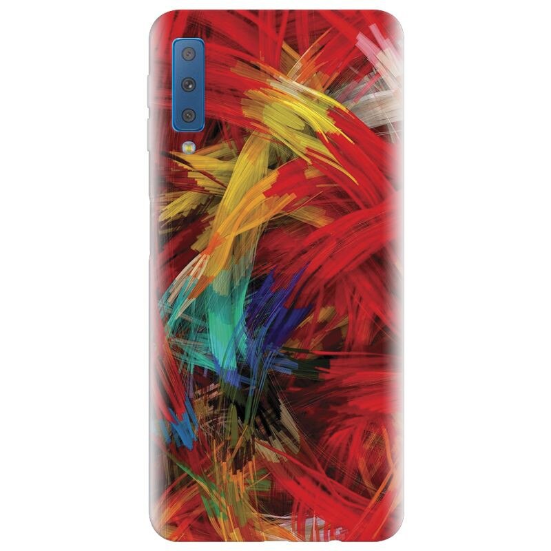 Husa silicon pentru Samsung Galaxy A7 2018, Colorful Digital Painting Strokes