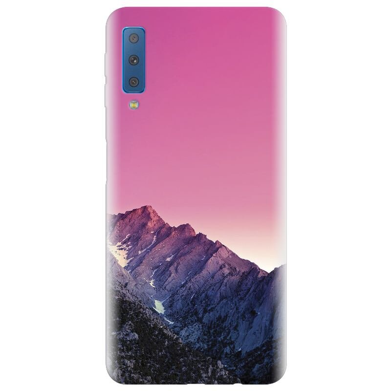 Husa silicon pentru Samsung Galaxy A7 2018, Mountain Peak Pink Gradient Effect