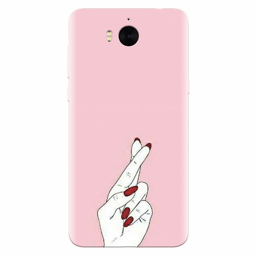 Husa silicon pentru Huawei Y6 2017, Pink Finger Cross
