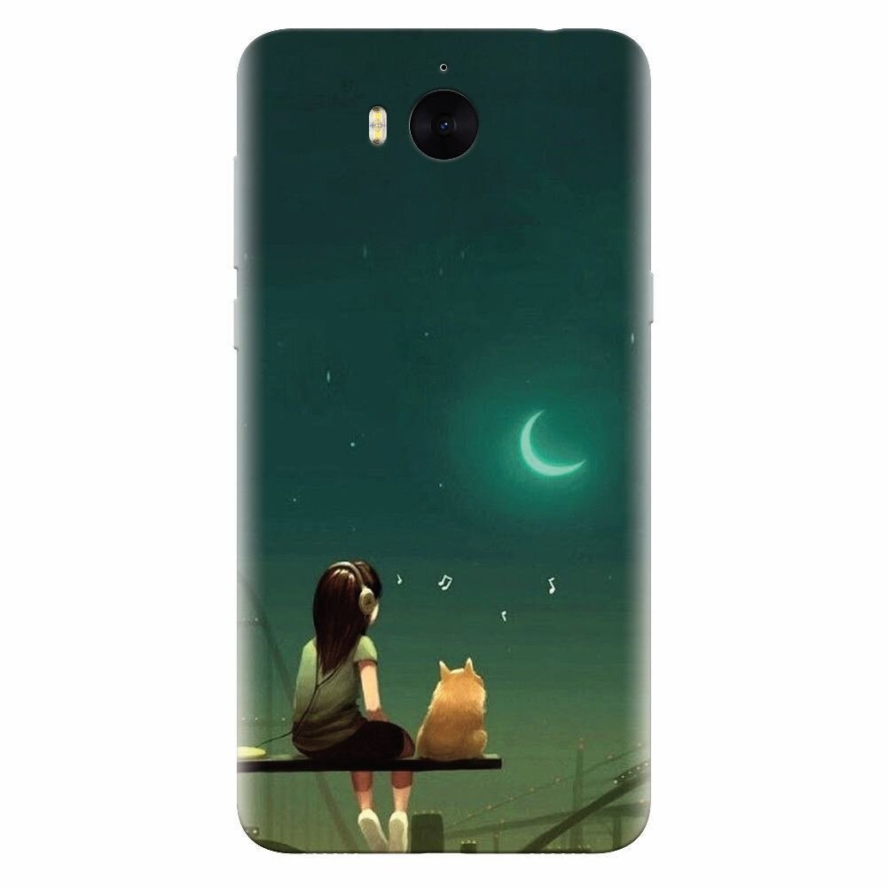 Husa silicon pentru Huawei Y6 2017, Cat And Girl