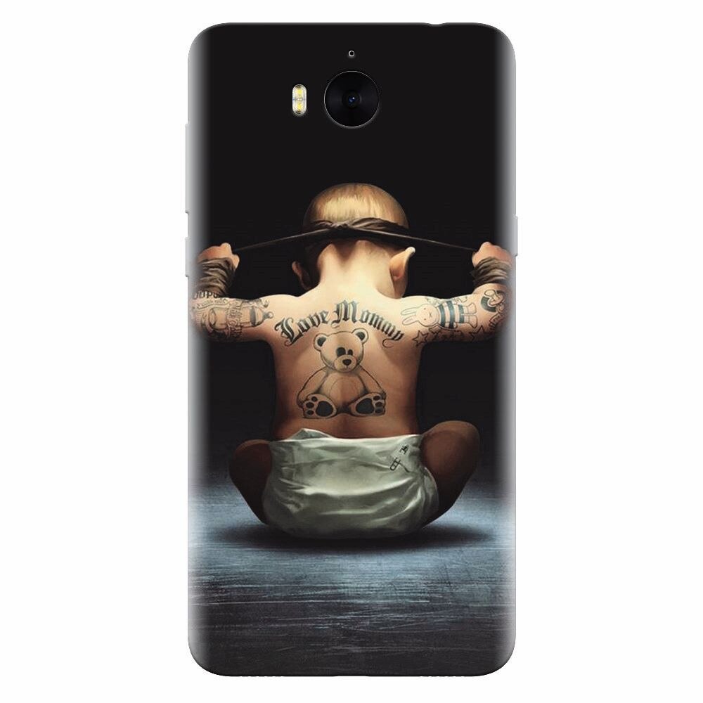 Husa silicon pentru Huawei Y6 2017, Body Builder Cute Baby Tattoo