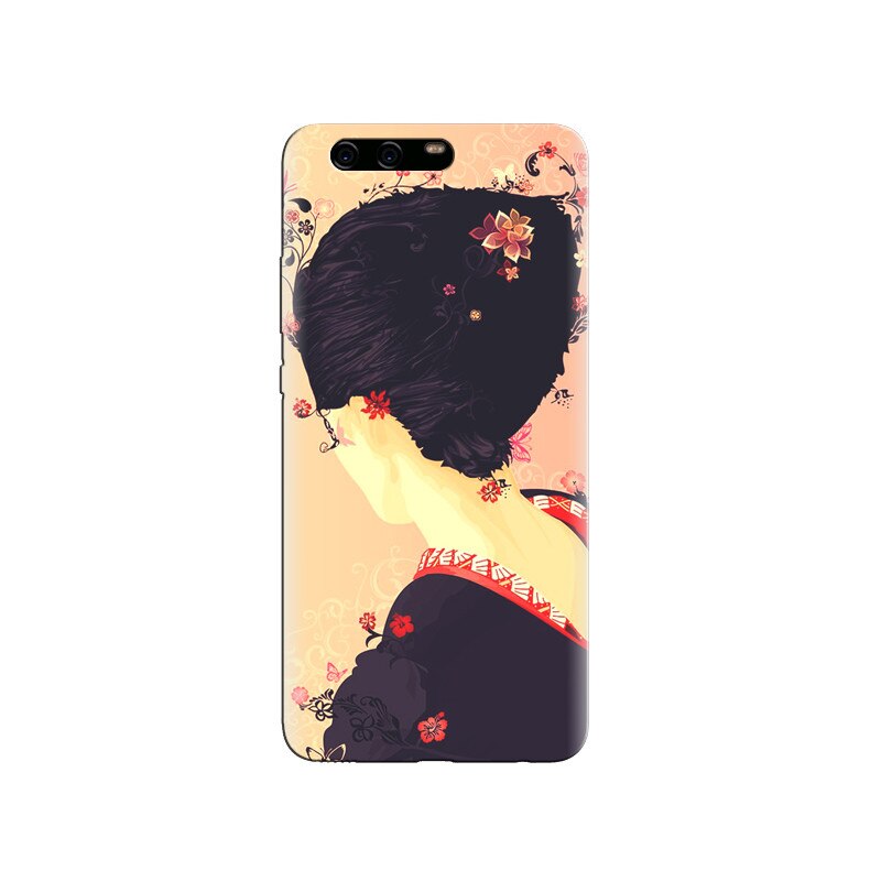 Husa Huawei P10 Japanese Geisha Illustration Cherry Blossom