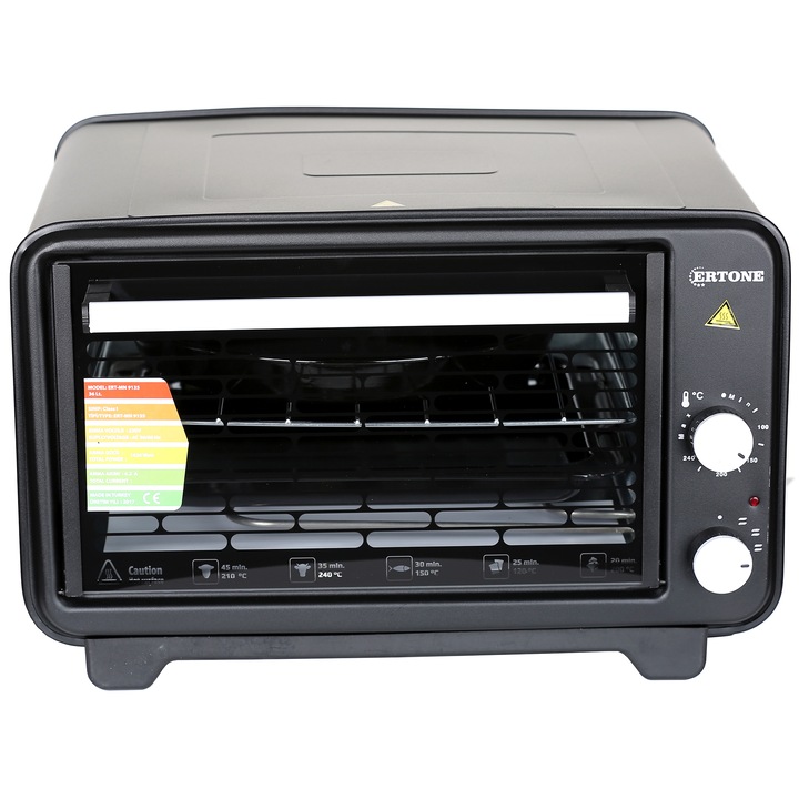 Електрическа фурна Ertone MN 9135 N, 1420 W, 36 л, Устойчив инокс, Черна