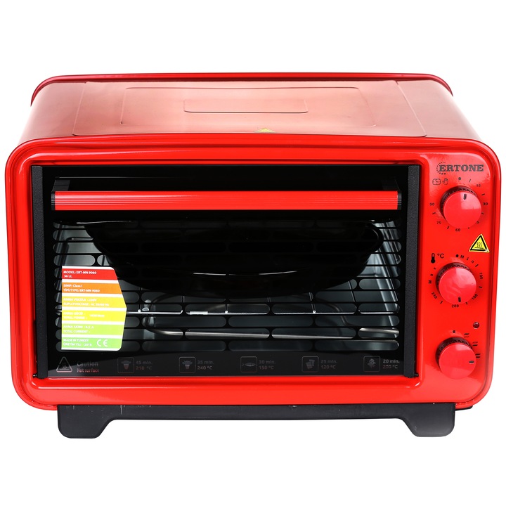 Ertone MN 9060 R elektromos sütő, 1420 W, 36 L, rozsdamentes acél, piros