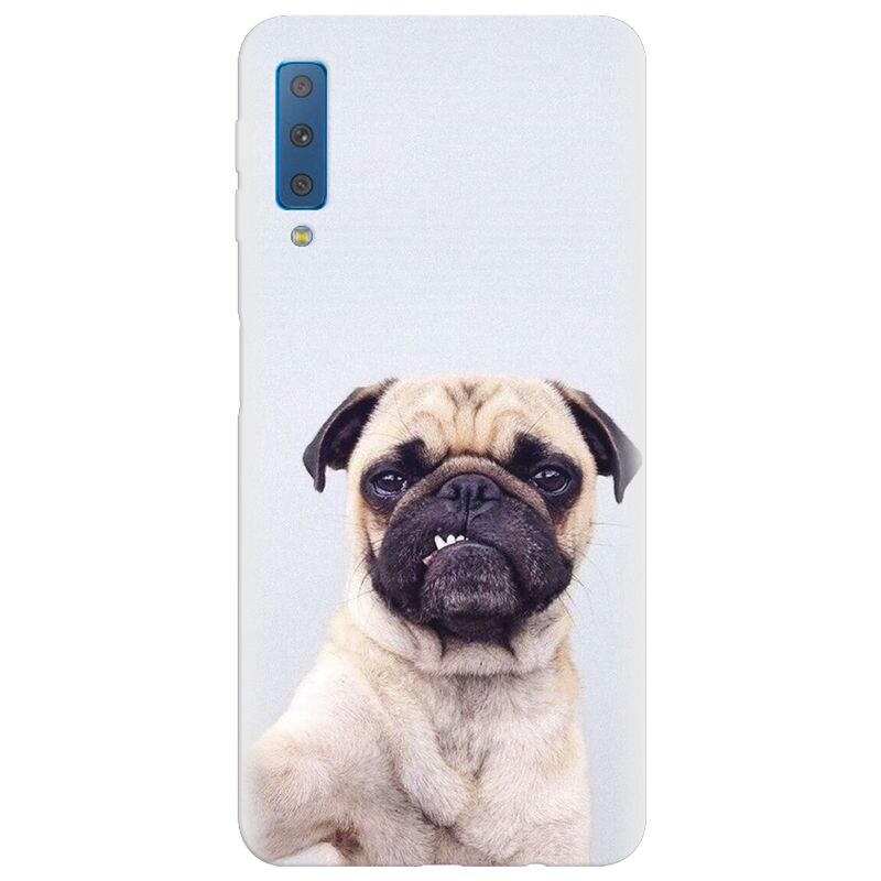 Husa silicon pentru Samsung Galaxy A7 2018, Simple Pug Selfie