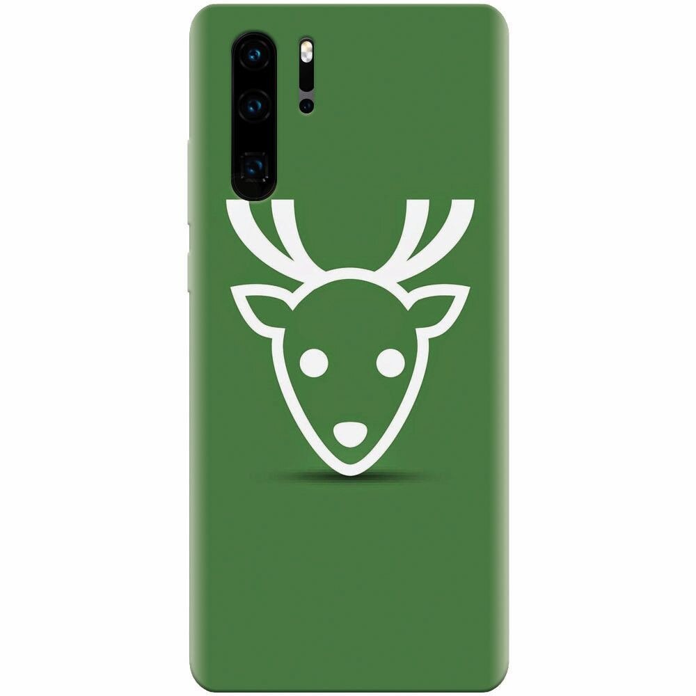 Husa silicon pentru Huawei P30 Pro, Minimal Reindeer Illustration Green