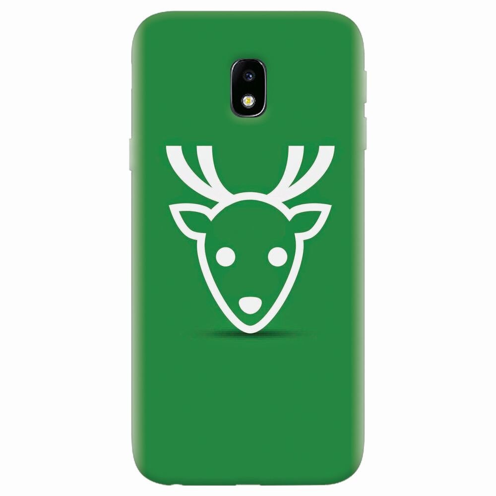 Husa silicon pentru Samsung Galaxy J7 2017, Minimal Reindeer Illustration Green