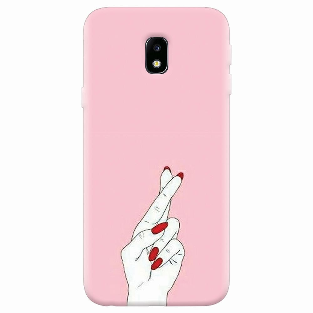 Husa silicon pentru Samsung Galaxy J7 2017, Pink Finger Cross