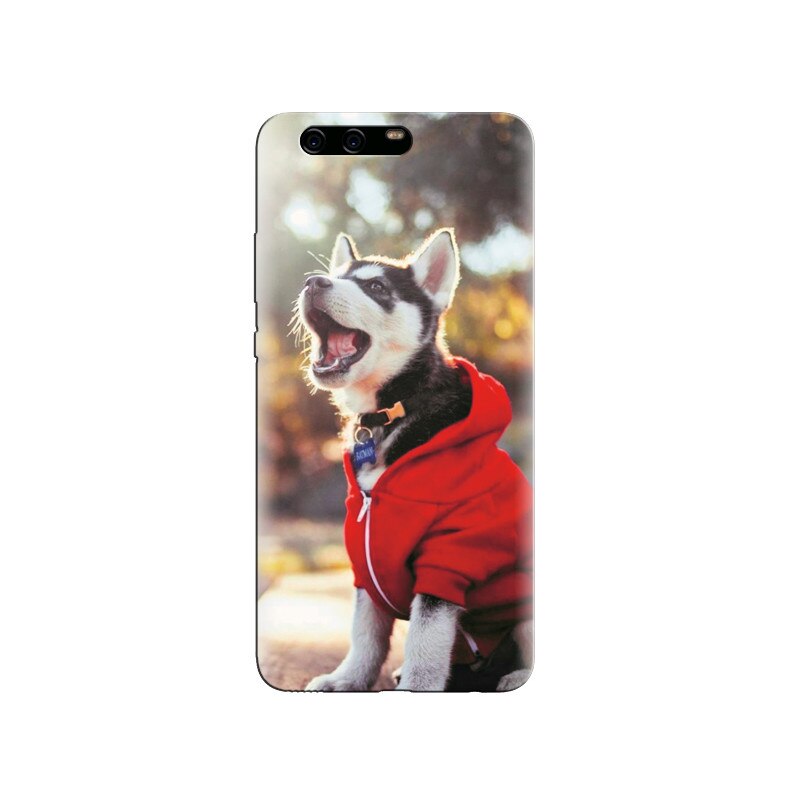 Husa Huawei P10 PLUS Dog With Red Jacket Hqs Background