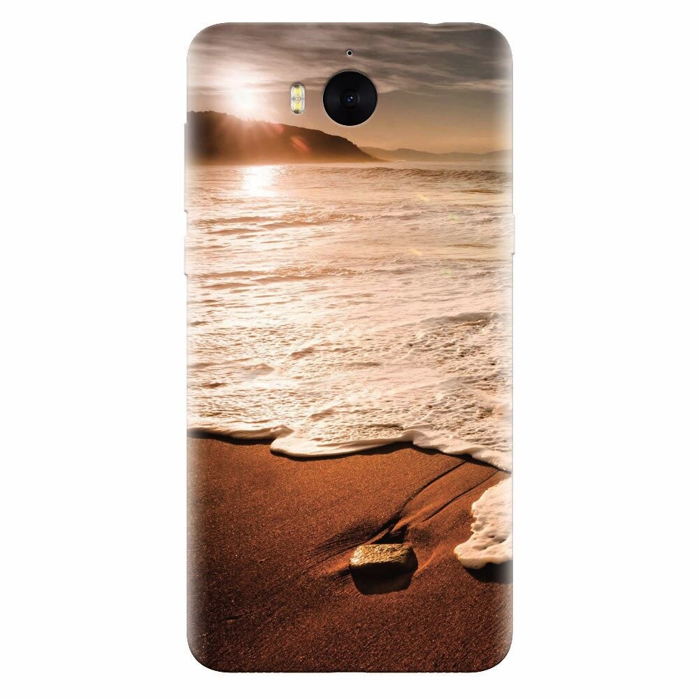 Husa silicon pentru Huawei Y6 2017, Sunset Foamy Beach Wave