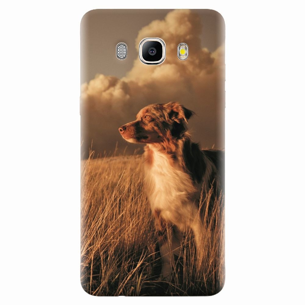 Husa silicon pentru Samsung Galaxy J7 2016, Alone Dog Animal In Grass