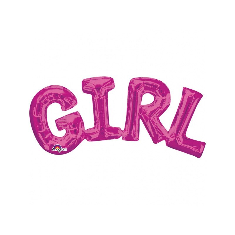 Pachet Litere ''Girl'' - roz 55x25 cm, Amscan 33097