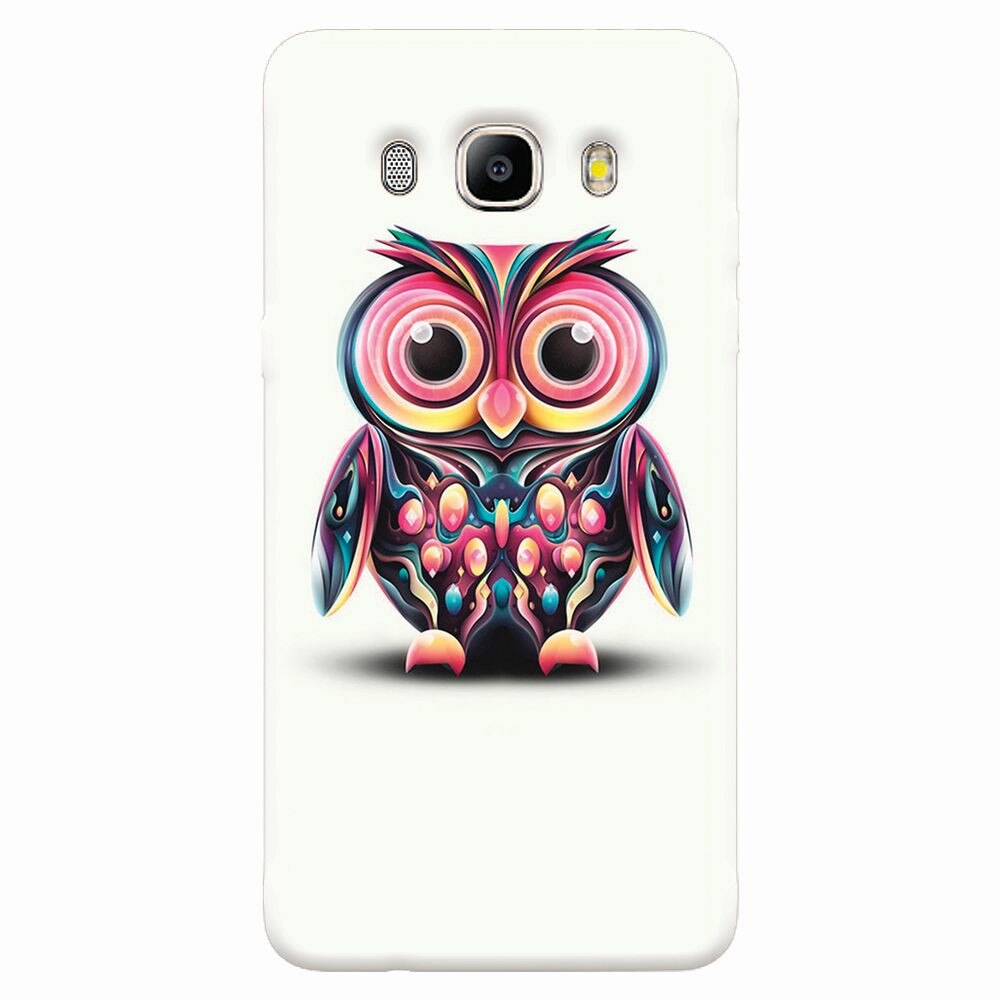 Husa silicon pentru Samsung Galaxy J7 2016, Colorful Owl Illustration