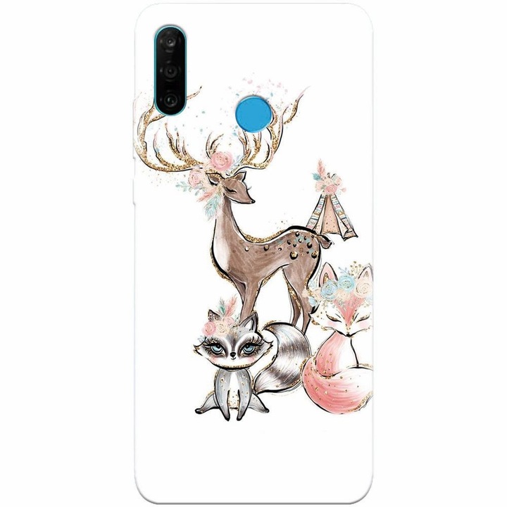 Husa silicon pentru Huawei P30 Lite, Foxs And Deer