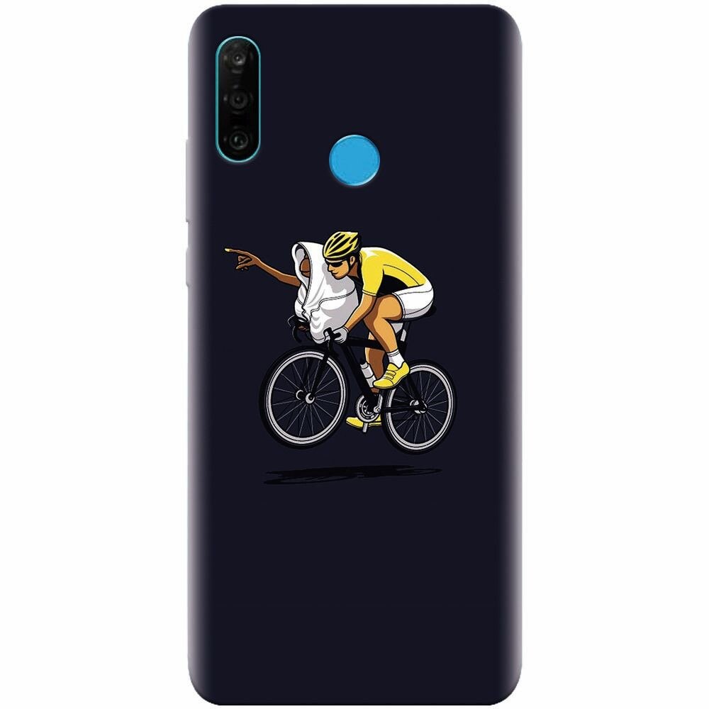 Husa silicon pentru Huawei P30 Lite, ET Riding Bike Funny Illustration