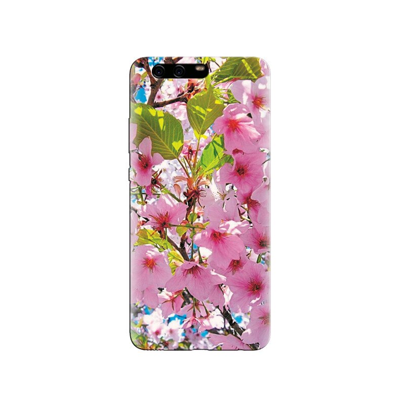 Husa Huawei P10 PLUS Light Pink Flowers With Leaf Backgrounds