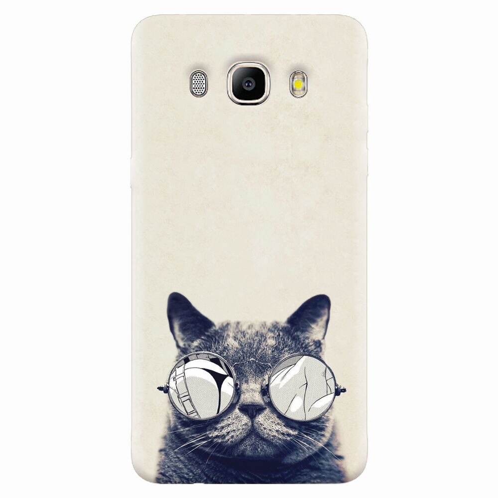 Husa silicon pentru Samsung Galaxy J7 2016, Cool Cat Glasses