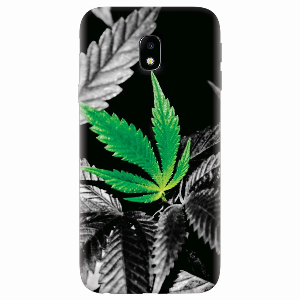 Husa silicon pentru Samsung Galaxy J7 Pro 2017, Trippy Pot Leaf Green